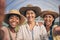 Greenhouse, smile and selfie of group of women in farming, sustainable small business and agriculture. Portrait of happy