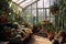greenhouse with a variety of cacti and succulents