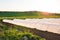 Greenhouses in country garden in spring