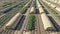 Greenhouses for seed growing from above aerial view panoramic