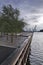 Greening the pier with trees and twilight on the beach in the city of Ã…rhus