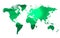 Greenish bright Silhouette of world map