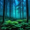 greenish glowing fantasy forest