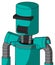 Greenish Robot With Cylinder Head And Dark Tooth Mouth And Black Visor Cyclops