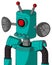 Greenish Robot With Cylinder Head And Pipes Mouth And Cyclops Eye And Double Led Antenna