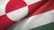 Greenland and Hungary two flags textile cloth, fabric texture