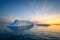 Greenland Ilulissat glacier in polar sunset