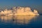 Greenland Ilulissat glaciers at ocean with rwhales kaporkak