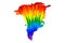 Greenland island - map is designed rainbow abstract colorful pattern