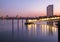 Greenland Pier Surrey Quays at dusk