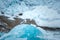 Greenland, single sea gull sitting on top of an iceberg