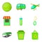 Greenpeace icons set, cartoon style