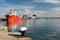 Greenpeace Rainbow Warrior sailing ship and Opal Valletta Offshore Supply Ship at the Port of Burgas, Bulgaria.