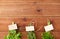 Greens, spices or medicinal herbs on wooden boards