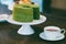 Greentea Cake and Black Tea