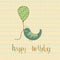 Greeting Birthday Card with Cute Bird