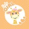 Greeting card adorable giraffe in glasses and the inscription baby princess.