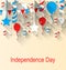 Greeting Card for American Independence Day, 4th of July, Colorful Bunting, Balloons and Confetti
