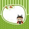 Greeting card with baby dressed as ladybug.