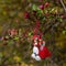 Greeting card background for the arrival of spring. Red-white man and woman figures martenitsa - Bulgarian spring symbol