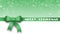 Greeting card with christmas decorations in green design - MERRY CHRISTMAS lettering on ribbon with bow - free place for your text