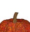 Greeting card with Colored doodle illustration of pumpkin with a boho pattern. Thanksgiving card.