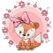 Greeting card cute cartoon Fox