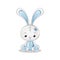 Greeting Card with Cute child Blue Rabbit.