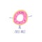 Greeting card with cute donut, good for Valentines day or Birthday