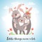 Greeting card with cute hugging rabbits family