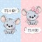 Greeting card with Cute Mouses boy and girl