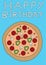 Greeting card with cute simple pizza