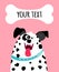 Greeting card with dalmatian dog face