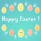 A greeting card for Easter, with emotional bright colored Easter eggs, white lines for decoration.