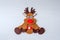 Greeting card handmade christmas rudolph reindeer from felt and red stars