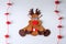 Greeting card handmade christmas rudolph reindeer from felt and red stars