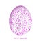 Greeting card with Happy Easter - with purple flower Easter Egg