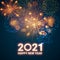 Greeting card Happy New Year 2021. Beautiful Square holiday web banner or billboard with text Happy New Year 2021 on the