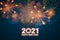Greeting card Happy New Year 2021. Beautiful Square holiday web banner or billboard with text Happy New Year 2021 on the