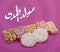 Greeting Card of Holy Prophet Muhammedâ€™s Birthday, Traditional Sweets, With