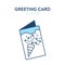 Greeting card icon. Vector illustration of slightly open greeting card with image of confetti on the cover. Paper party invitation