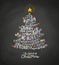 Greeting card with inspiring handwritten words in Christmas tree shape