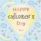 Greeting card with the international children`s day. Cute postcard with watercolor illustrations of flowers, hearts