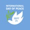 Greeting card for International day of peace with elegant dove