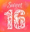 Greeting card Invitation Template. Sweet Sixteen