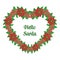 Greeting card lettering of hello santa, with crowd of red flower frame. Vector