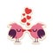 Greeting card love birds kissing happy Valentine Day vector illustration. Pattern design. Flyer or invitation
