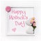 Greeting card for mother\'s day with white hearts and pink daisy