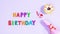 Greeting card. Multicolored plasticine letters: `Happy Birthday`. Stop motion animation.