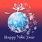 Greeting card with a New Years ball